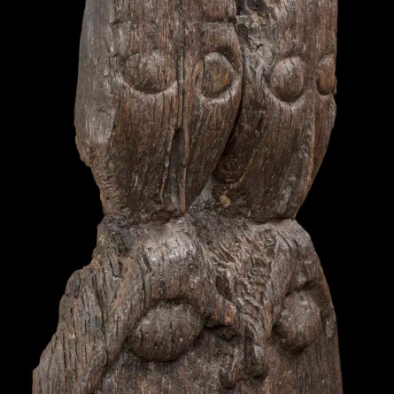Auge in Auge mit den Lutizen? Doppelköpfiges Idol von der Fischerinsel im Tollensesee.